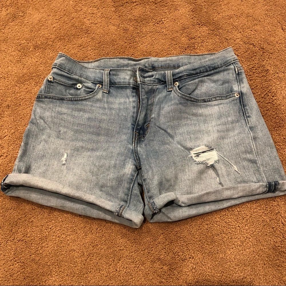 Levi’s Light Wash Distressed Denim Shorts